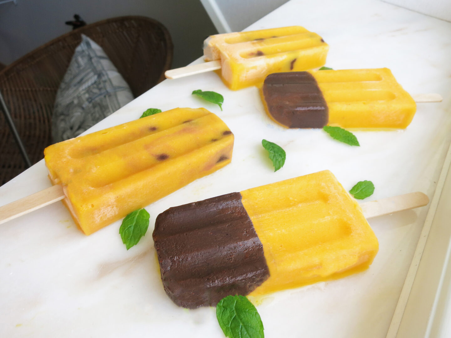 Dreamy and Heavenly Mango Chocolate Fudge Popsticles