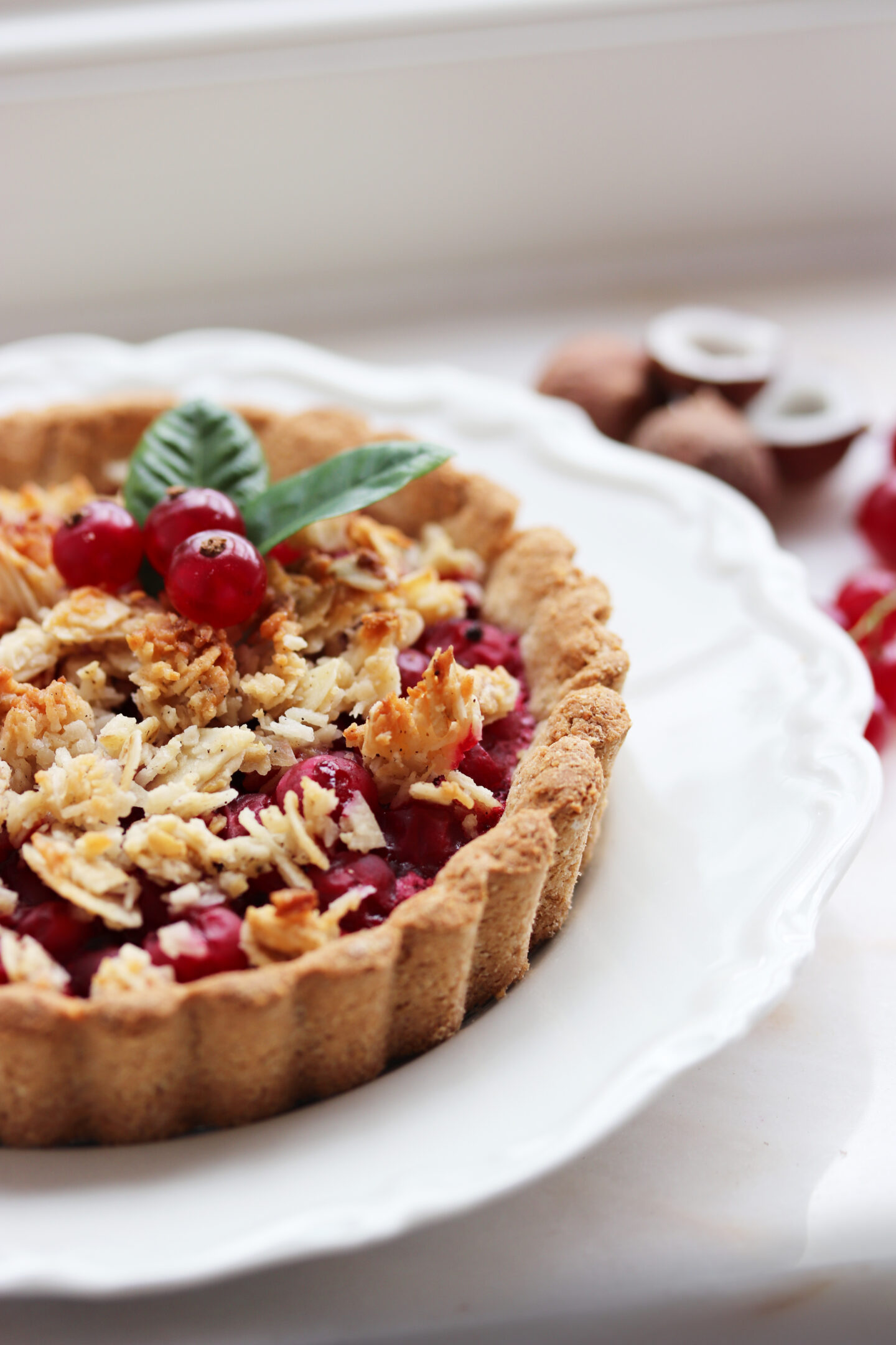 Utterly Scrumptious Coconut & Red Currant Crumble Tart