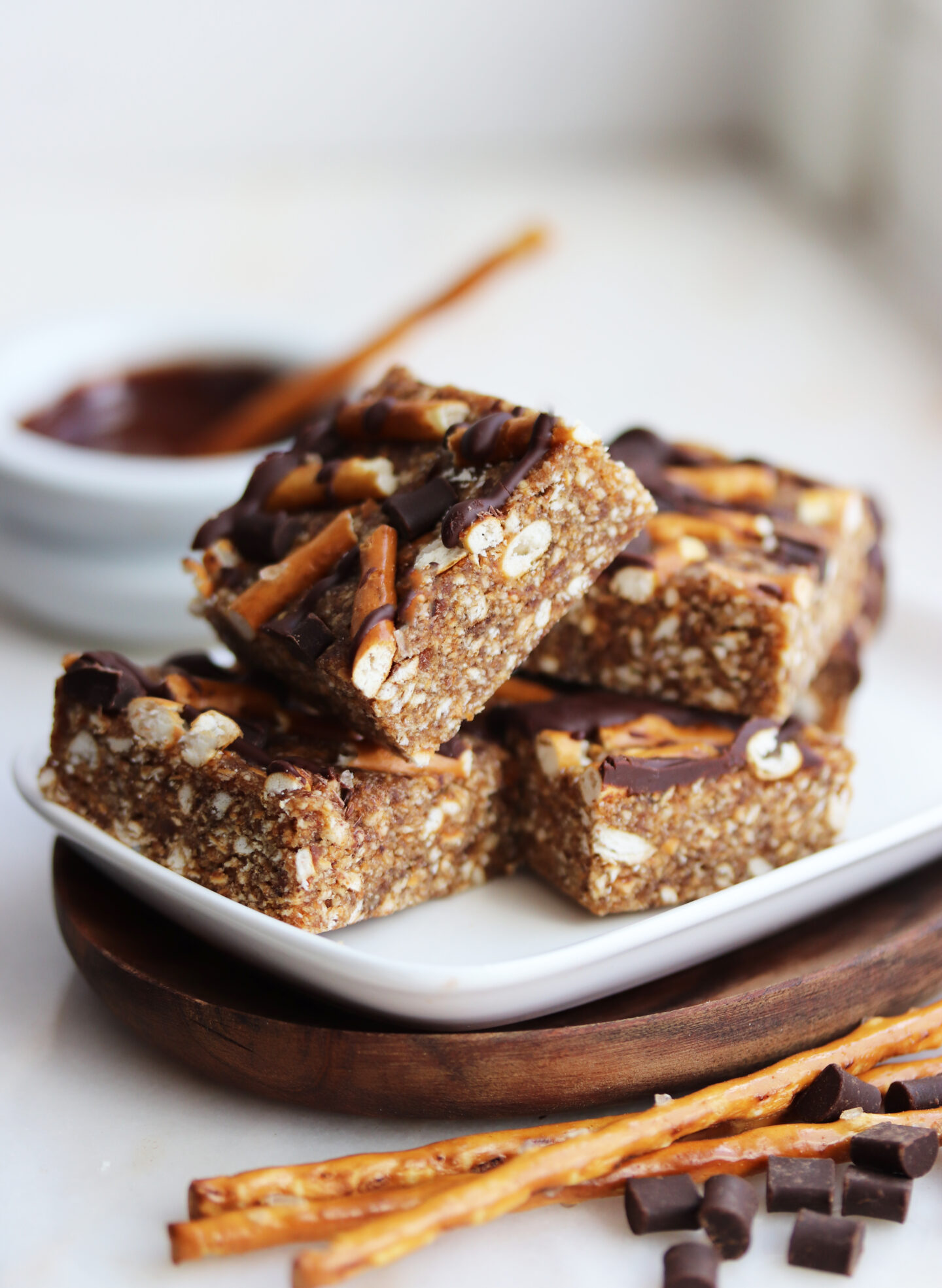 Four ingredient Salted Caramel Pretzel Squares