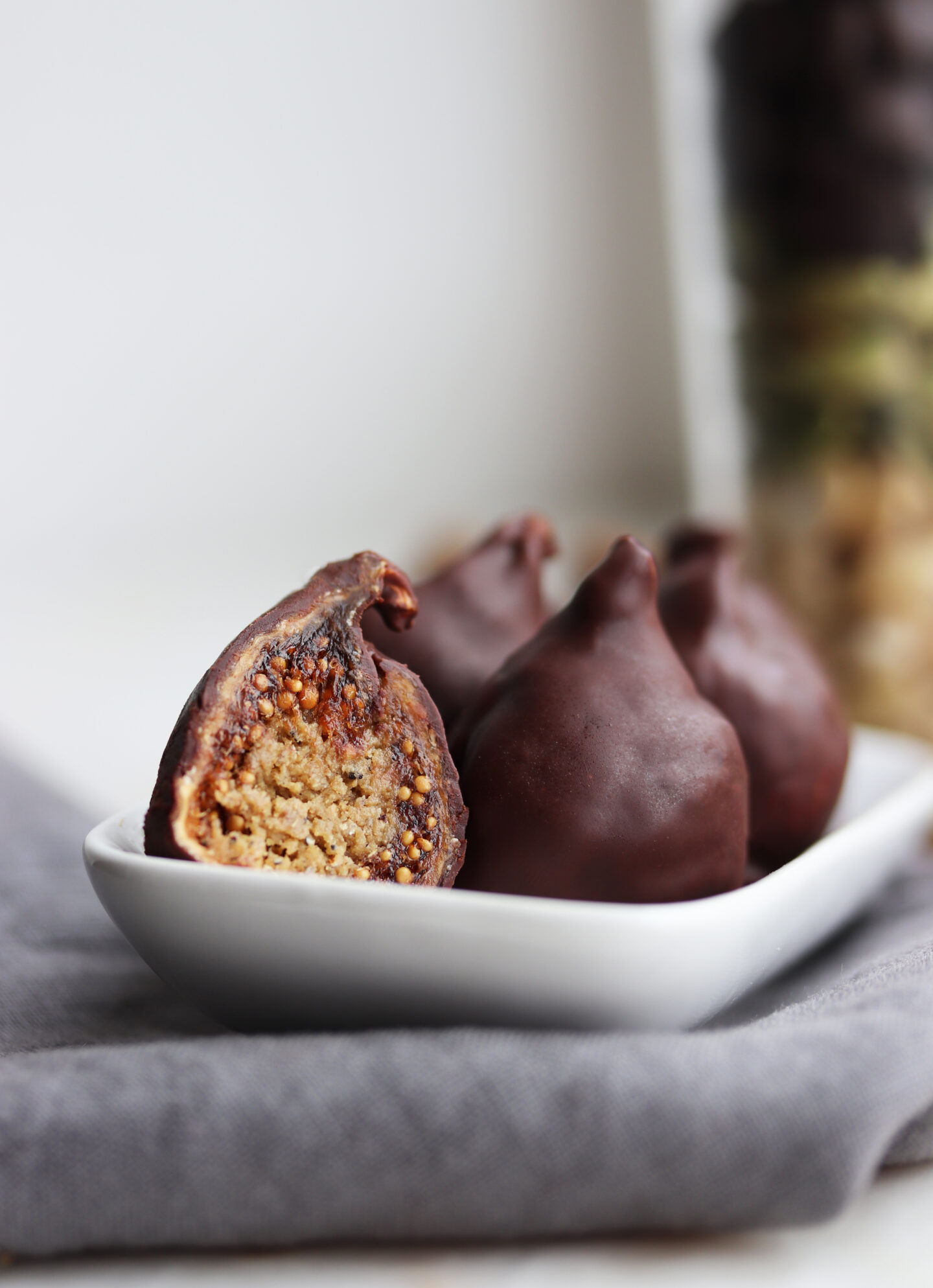 Cardamom Caramel Stuffed Figs in Chocolate