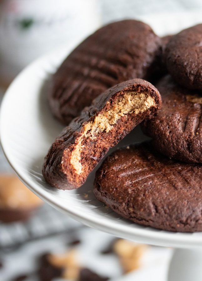 The perfect Peanut butter stuffed soft baked Chocolate Peanut butter Cookies