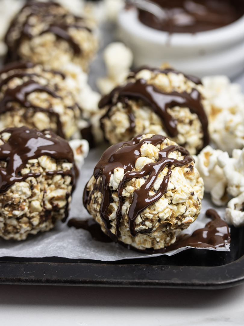 Three Ingredient Salted Caramel Popcorn Bites