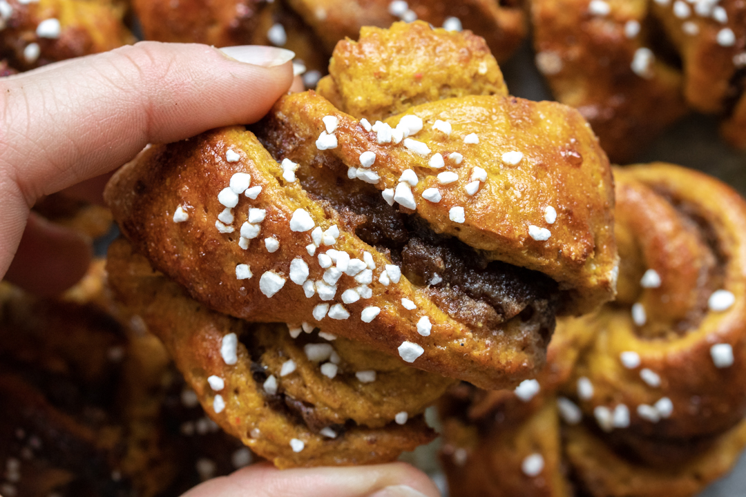 Saffron Buns with Gingerbread Spiced Caramel Filling