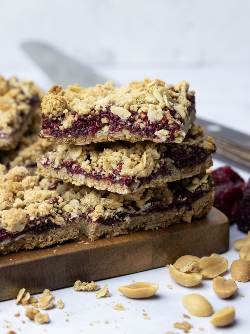 Peanut Butter & Raspberry Crumble Bars