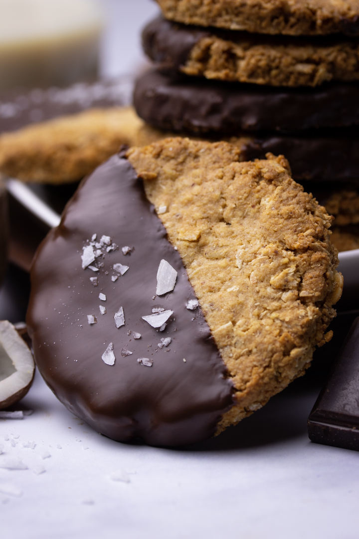 Chocolate Covered Oatmeal Cookies with Coconut