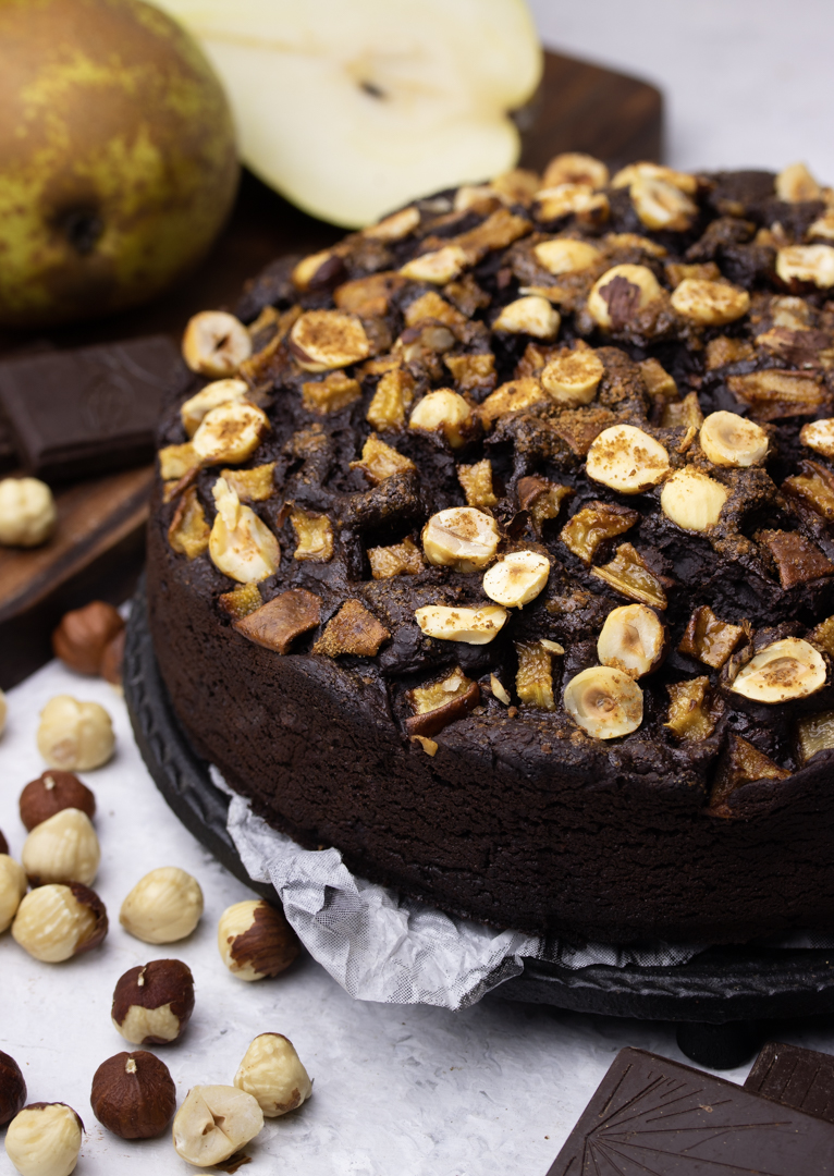 Decadent Pear & Hazelnut Chocolate Cake