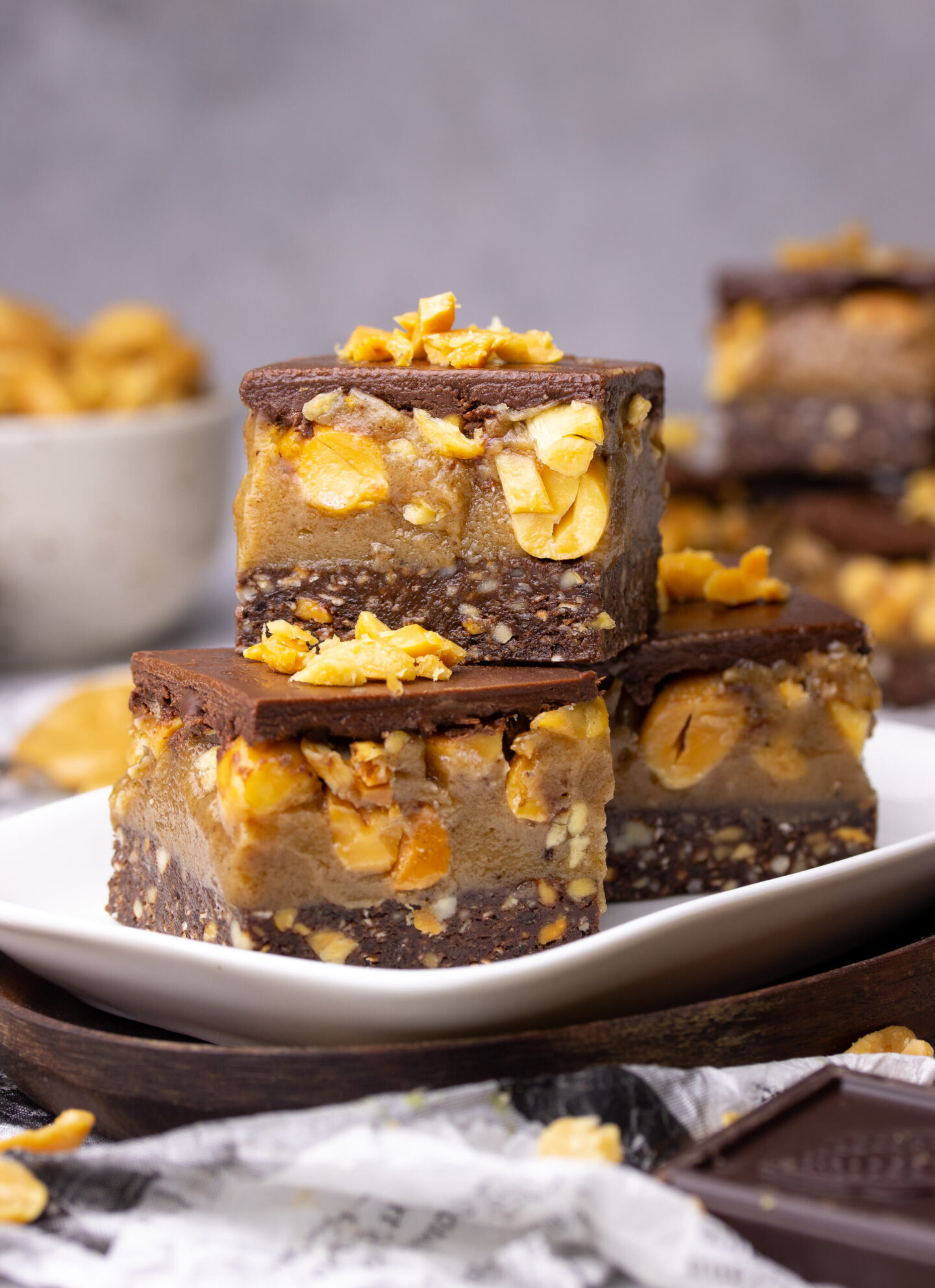 No Bake Snickers Brownies