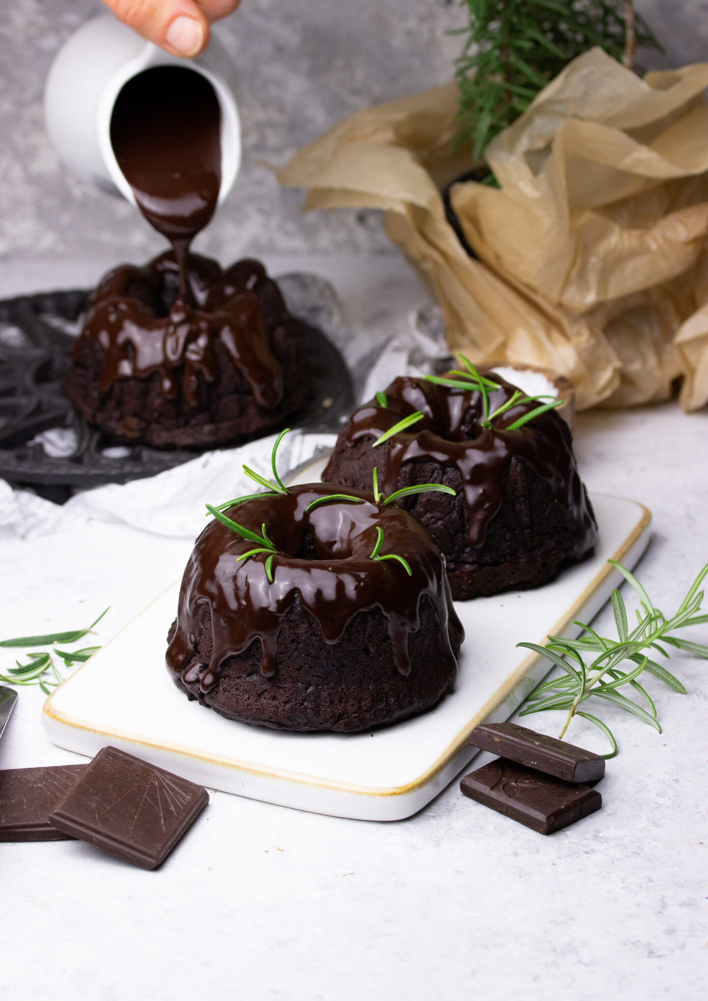 Rich Chocolate Cake with Rosemary Chocolate Ganache