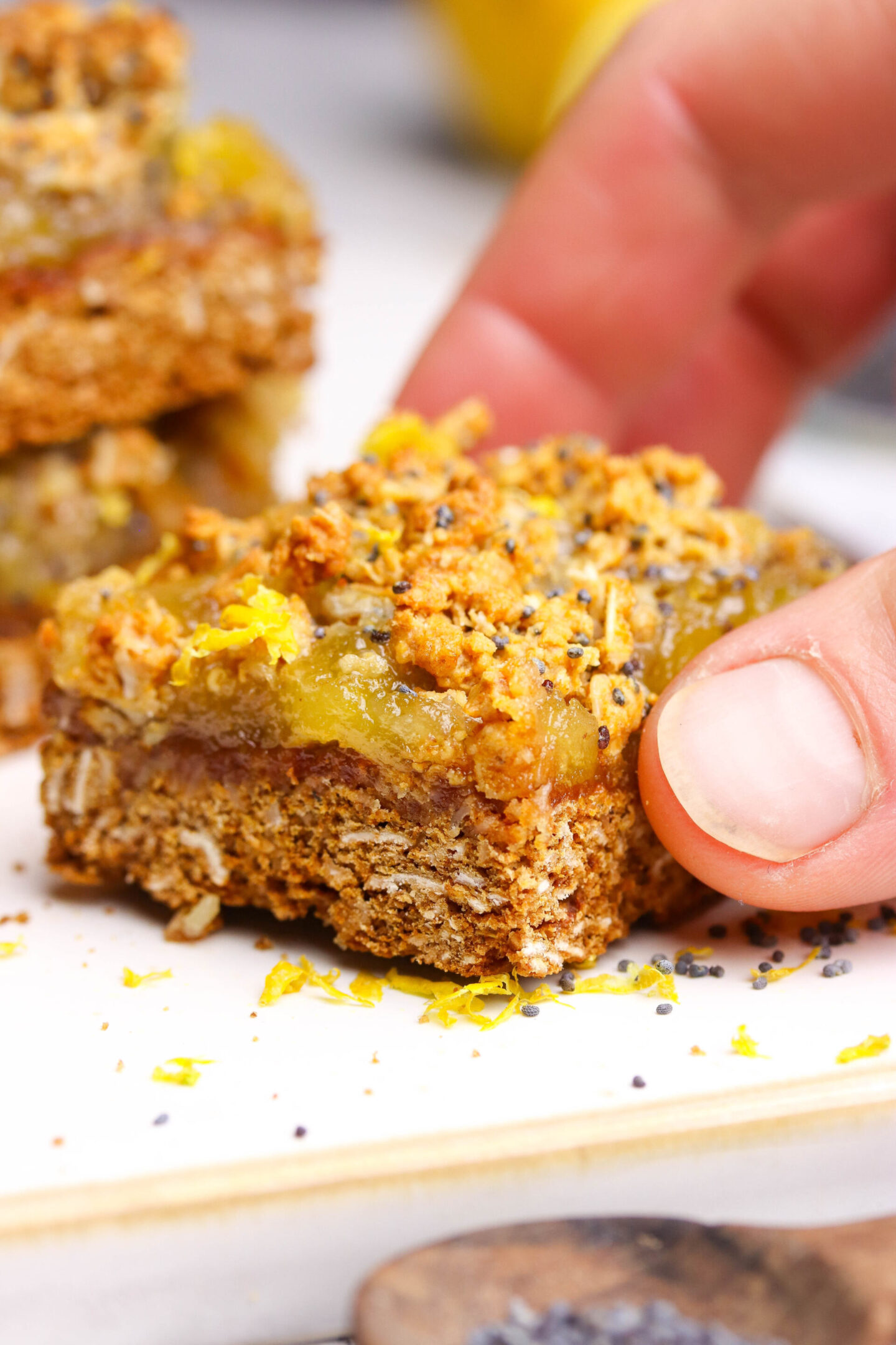 Lemon Curd Crumble Bars with Poppy Seeds