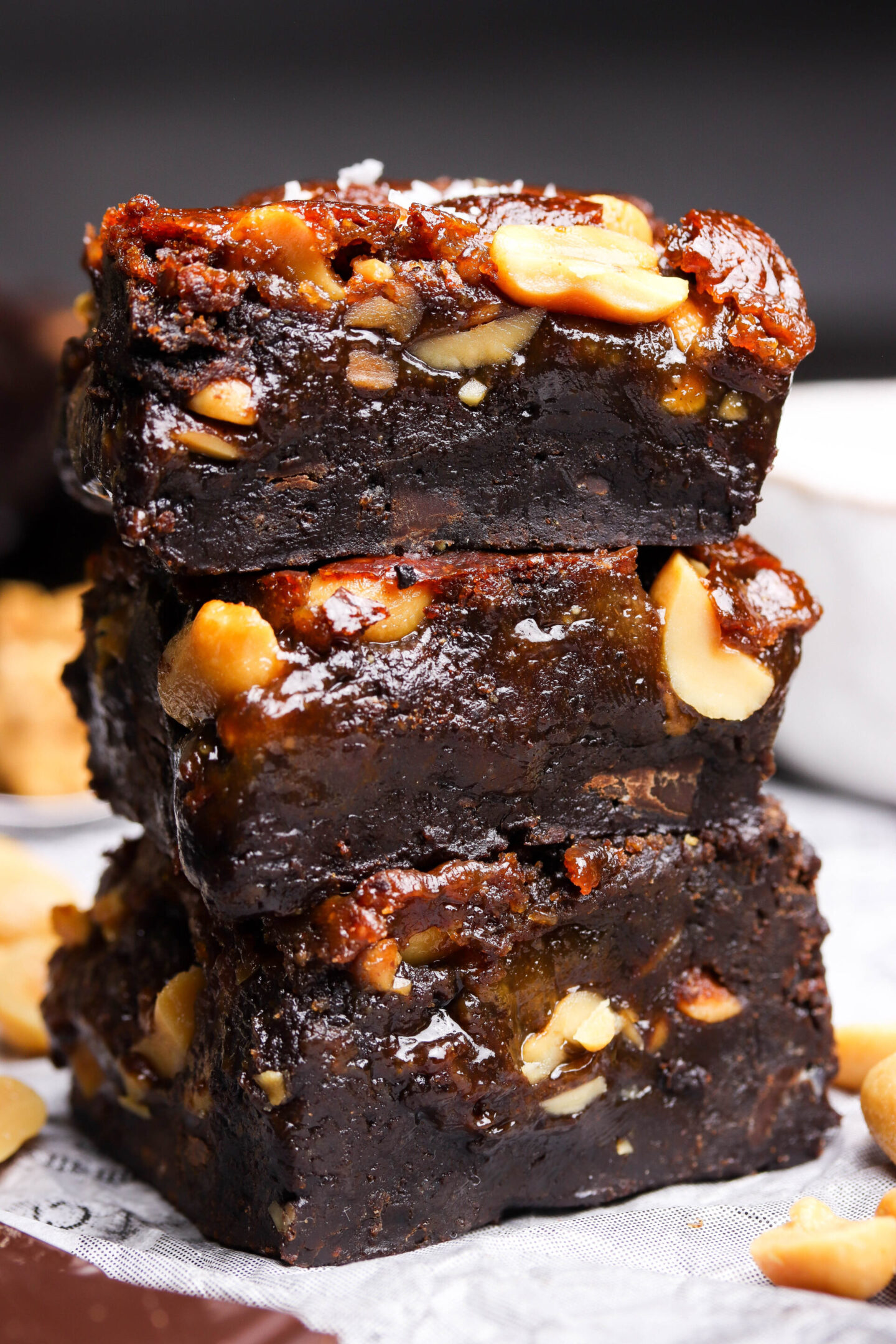 Salted Caramel Brownies with Roasted Peanuts