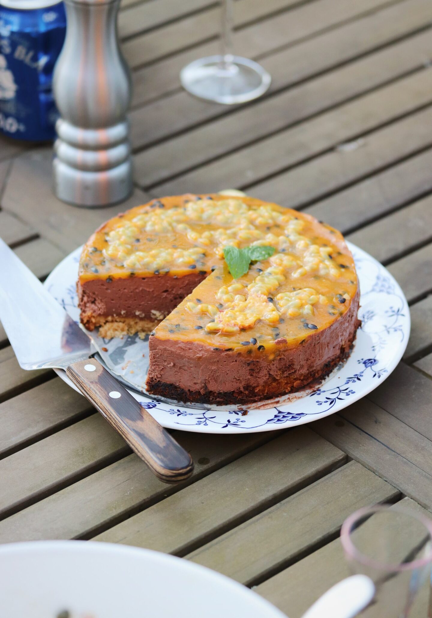 The Perfect Chocolate Mousse Cake with Passion fruit & Crumble Bottom