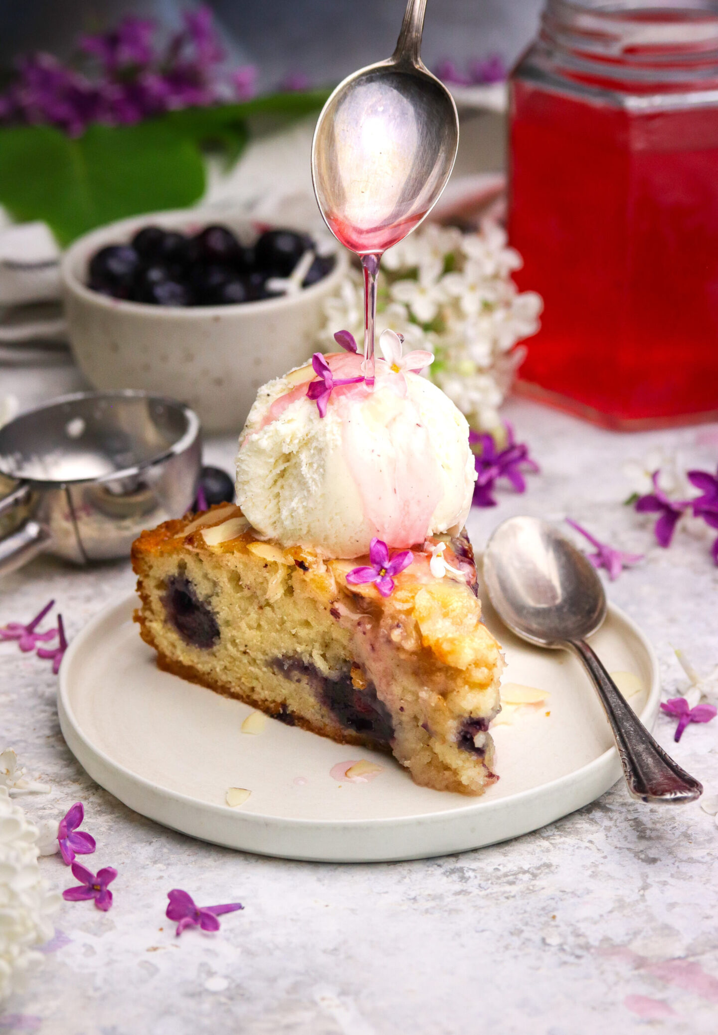 Blueberry & Cardamom Cake with Lilac Syrup